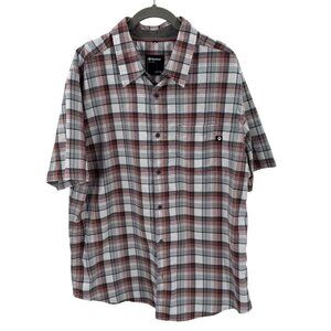 Marmot Grey Plaid Button-Up Short Sleeve Shirt Mens XL Lightweight Casual Wear